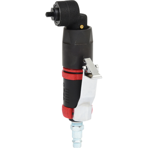 KS Tools - 515.5125 Mini-Druckluft-Polierer (abgewinkelt, Einhandbedienung, mit 3 Klettaufnahmen)