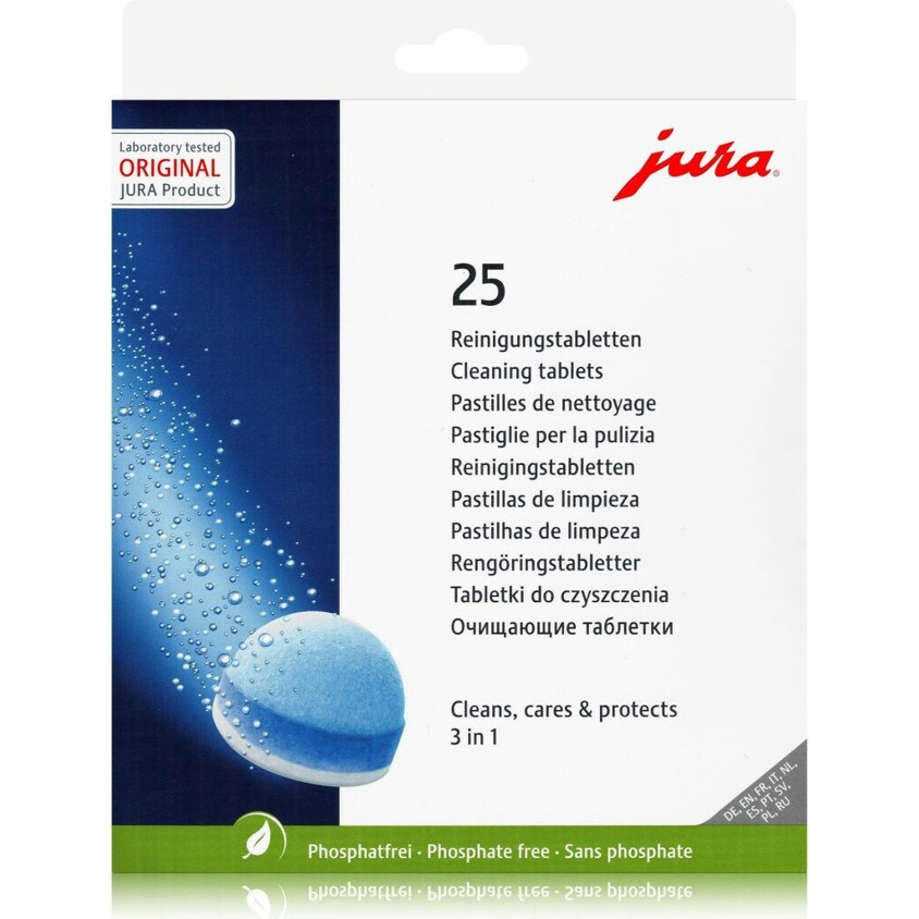 Jura - Reinigungstabletten - 3-Phasen-Reinigung - 25 Stück, für Kaffeevollautomaten, Thermoskannen