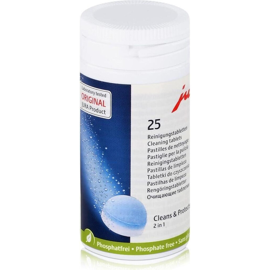 Jura - Reinigungstabletten - 25 Stück - Kaffeemaschinen-Reinigungstabletten, speziell zur Lösung von Kaffeefett und Kaffeeresten