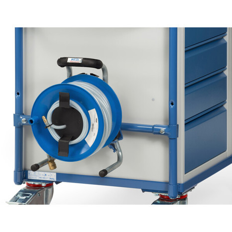 Fetra - Zubehör - Druckluftschlauchtrommel mit Anbausatz für Tischwagen (brillantblau, 500 mm breit)